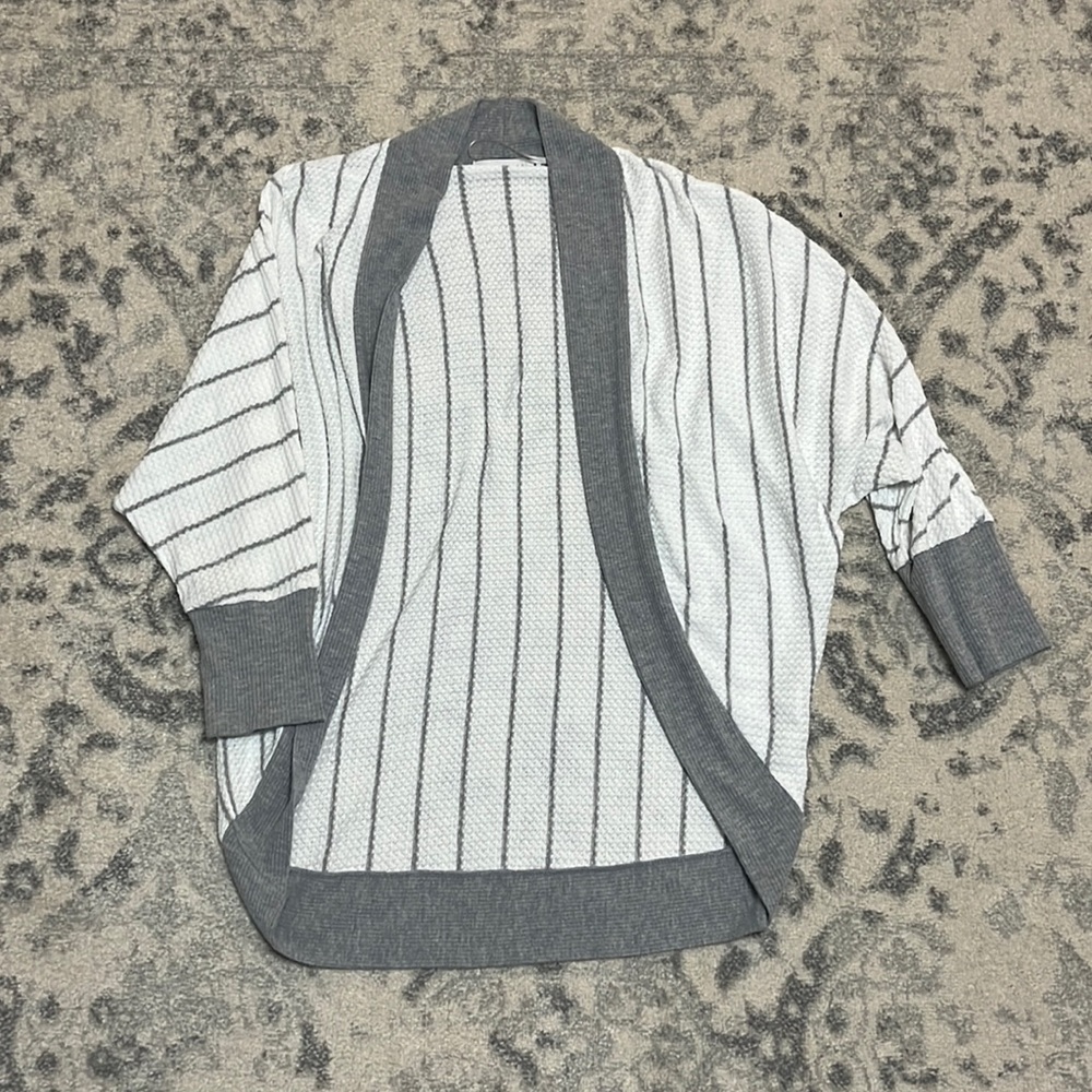 Paper Crane waffle knit circle hem striped cardigan